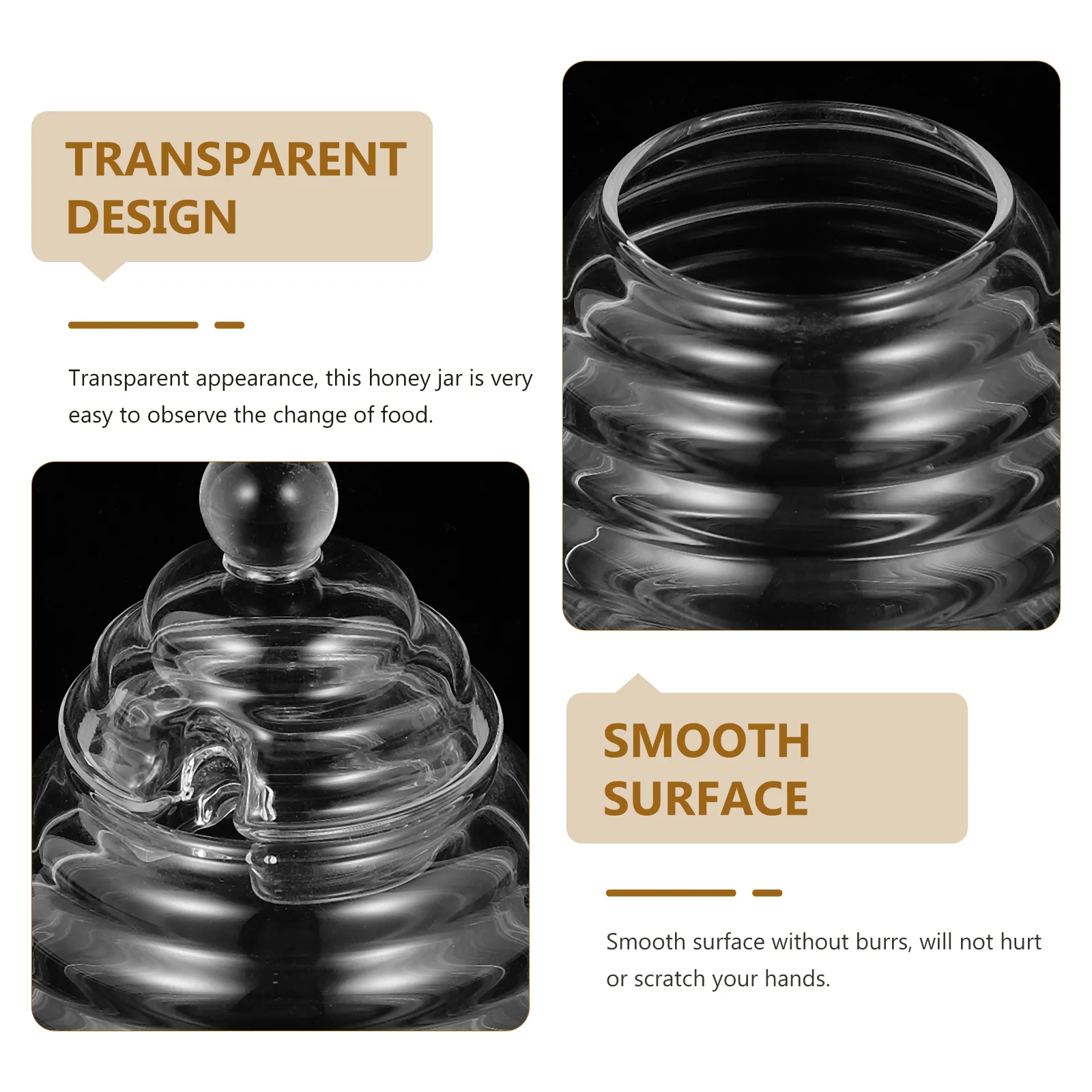 

1Set Glass Honey Storage Jar Clear Honey Dispenser with Stirrer Kitchen Syrup Container Transparent Multipurpose Storage Pot