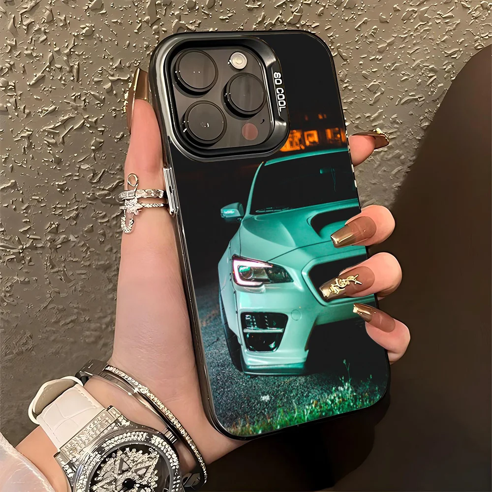 Japan S-Subaru Car Phone Case IMD Color Silver Shell For IPhone 16 15 14 13 12 11 Pro Max Plus