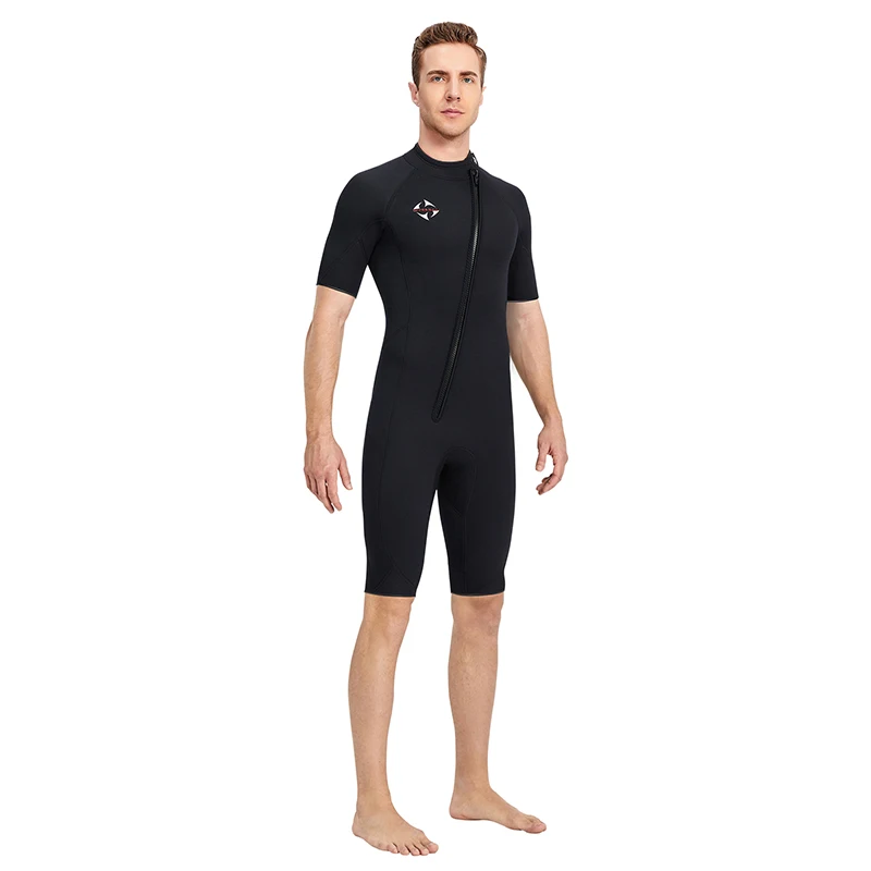 Euro Size S-3XL Shorty Wetsuit for Mens 3mm Neoprene Front Zip Short Sleeve One Piece Wet Suits Scuba Diving Surfing Swimsuit