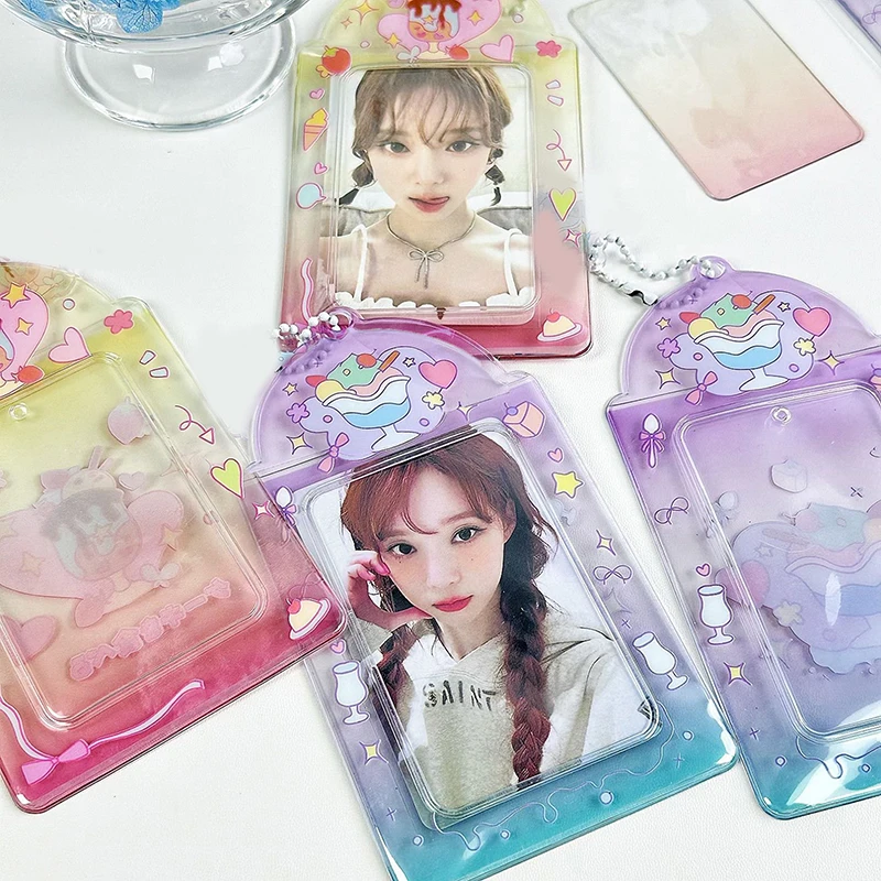 1PC Summer Ice Cream Card Holder Small Card Holder Cute Protective Cover Campus Card Ins Style Transparent Card Holder