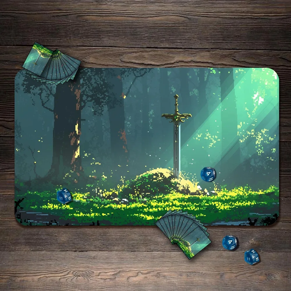 TCG Playmat, Pixel Sword Custom Play Mat, TCG Playmat with Zones alfombrillas gaming escritorio accesorios pc accessories
