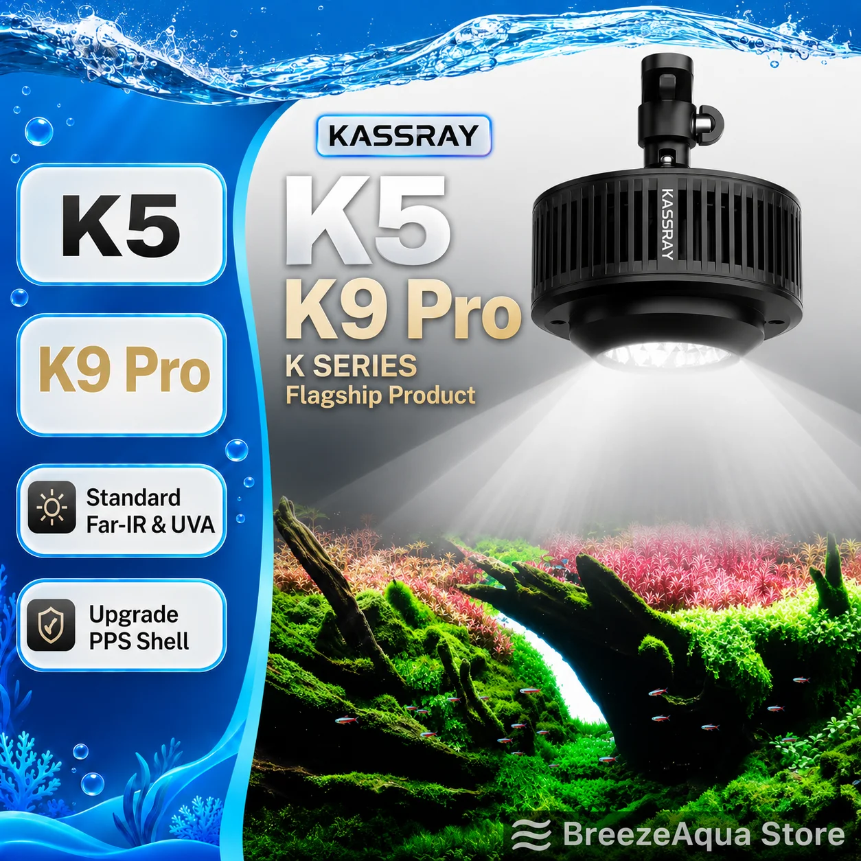 Plant Parent App - Lámpara para Acuario KASSRAY K5/K9Pro, Espectro