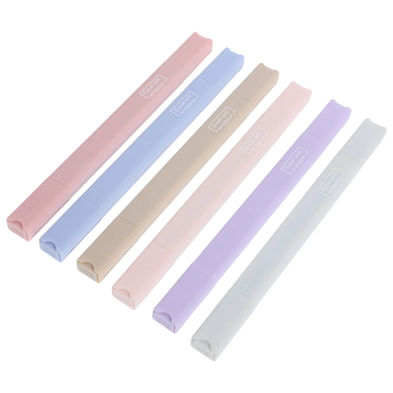 6Pcs Highlighters Plastic Highlighter Pen Smooth Writing Study Note Marking Pens Colorful Marker Art Markers Highlighters