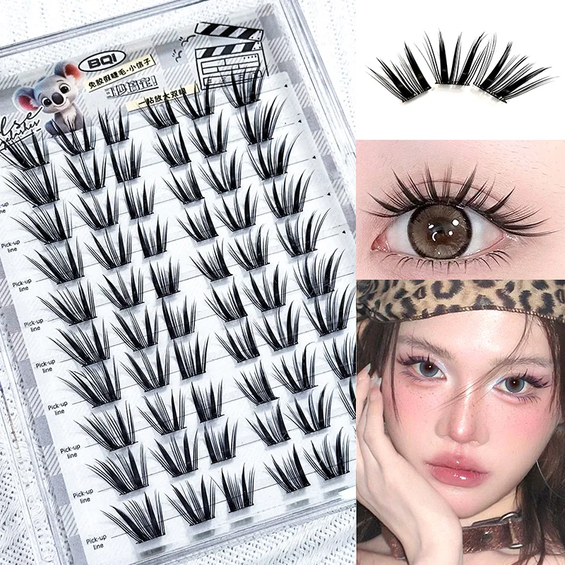 BQI Glue-free Eyelashes Natural Feather Light Cluster Upward Sweep Soft Realistic Barely Ther