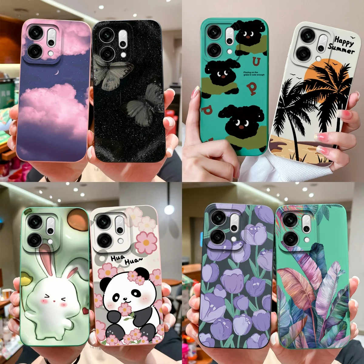 Cases For OPPO Reno 14 Pro Reno14 F Brilliant Flower Rabbit Anti-drop Camera Protection Phone Cover For oppo reno 14f 14pro Capa