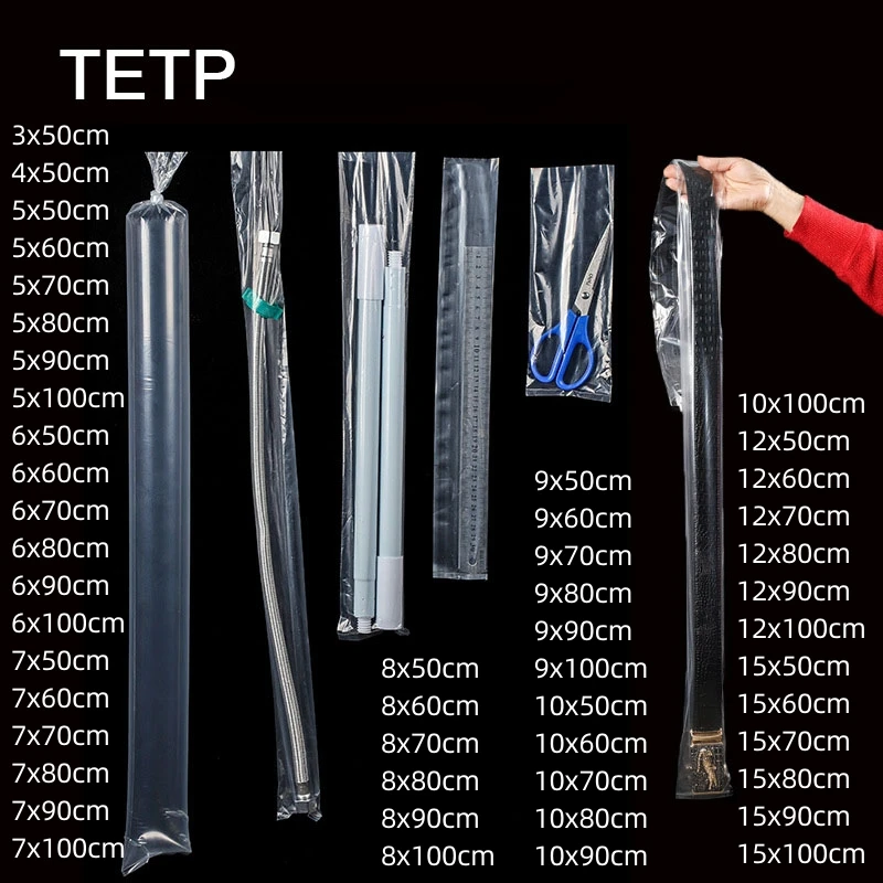 TETP 100Pcs/Lot Long Size Transparent Top Open PE Bags Belt Ruler Umbrella Steel Rod Pipe Wire Tool Packaging Storage Dustproof