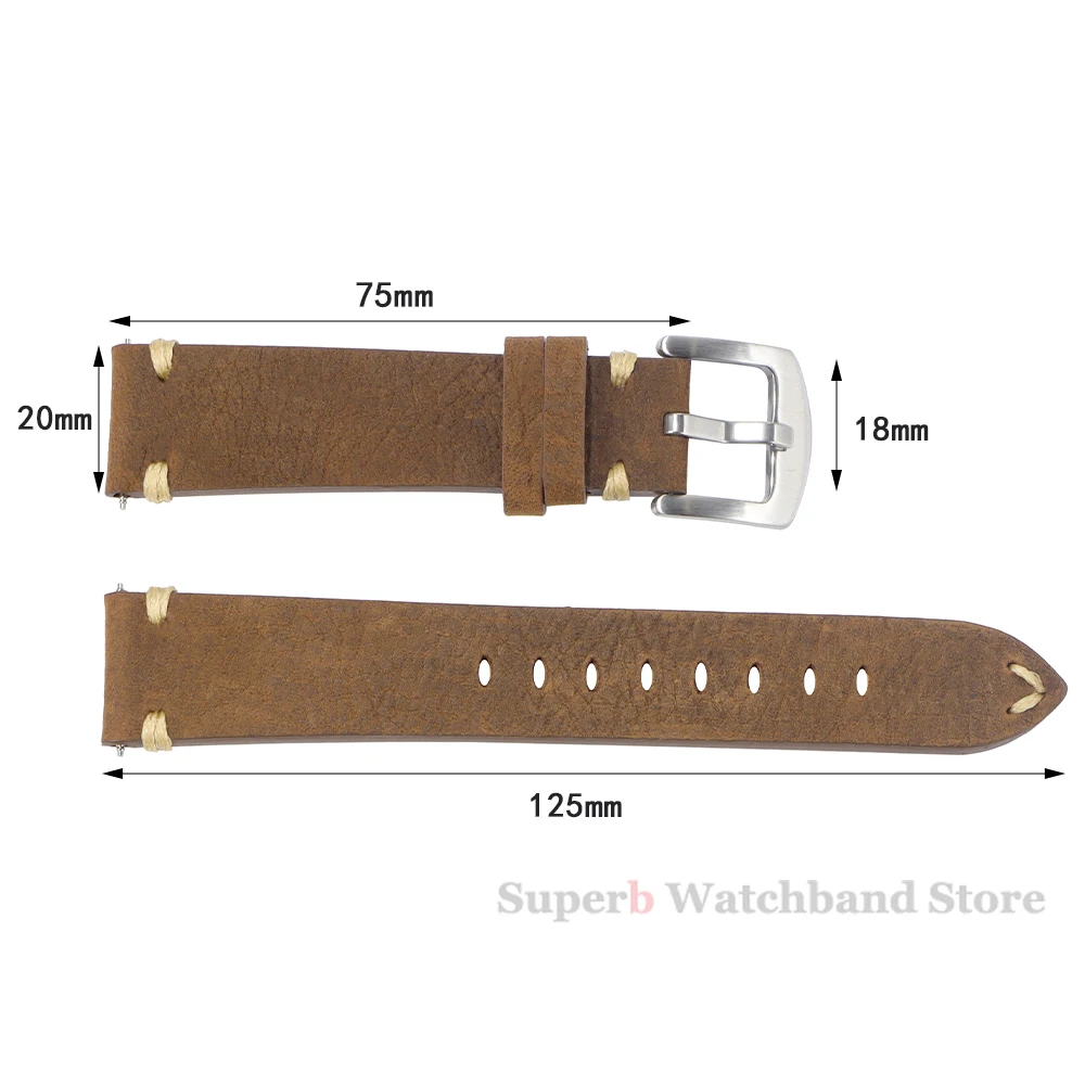 本革ストラップ時計ヴィンテージイタリアアンティークレザースマート時計バンド 20 ミリメートル 22 ミリメートルメンズ時計アクセサリー