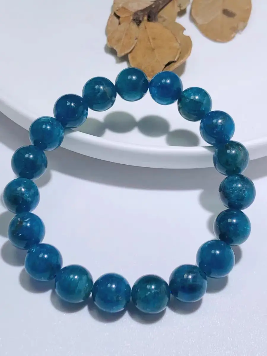 

Natural blue apatite hand beaded bracelet