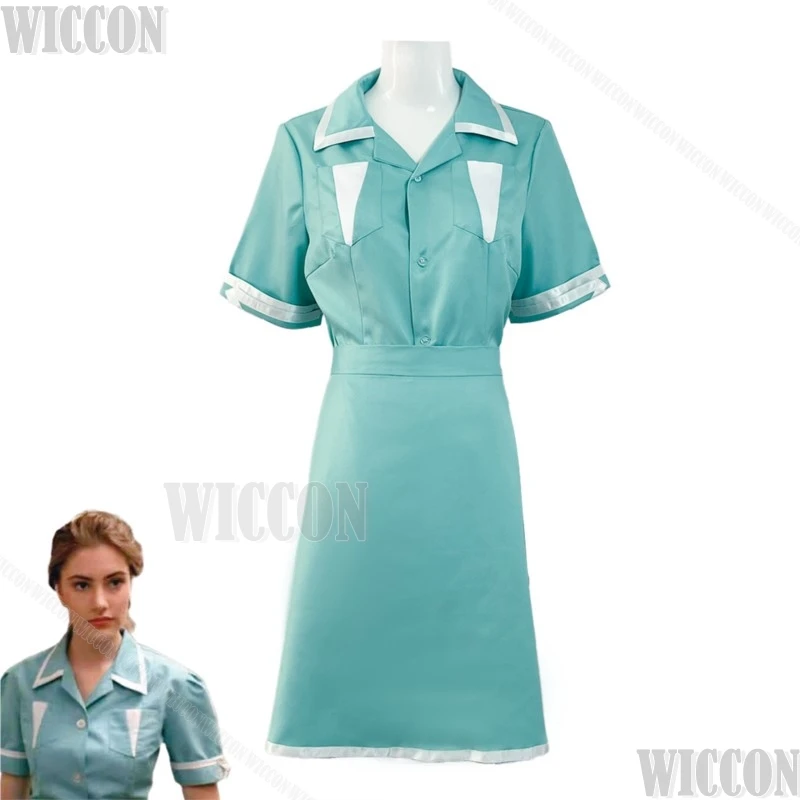 Официантка ужас ТВ фильм Твин косплей пикс костюм синее зеленое платье Apro женщина девушка одежда Рождество Хэллоуин Navidad Carnaval