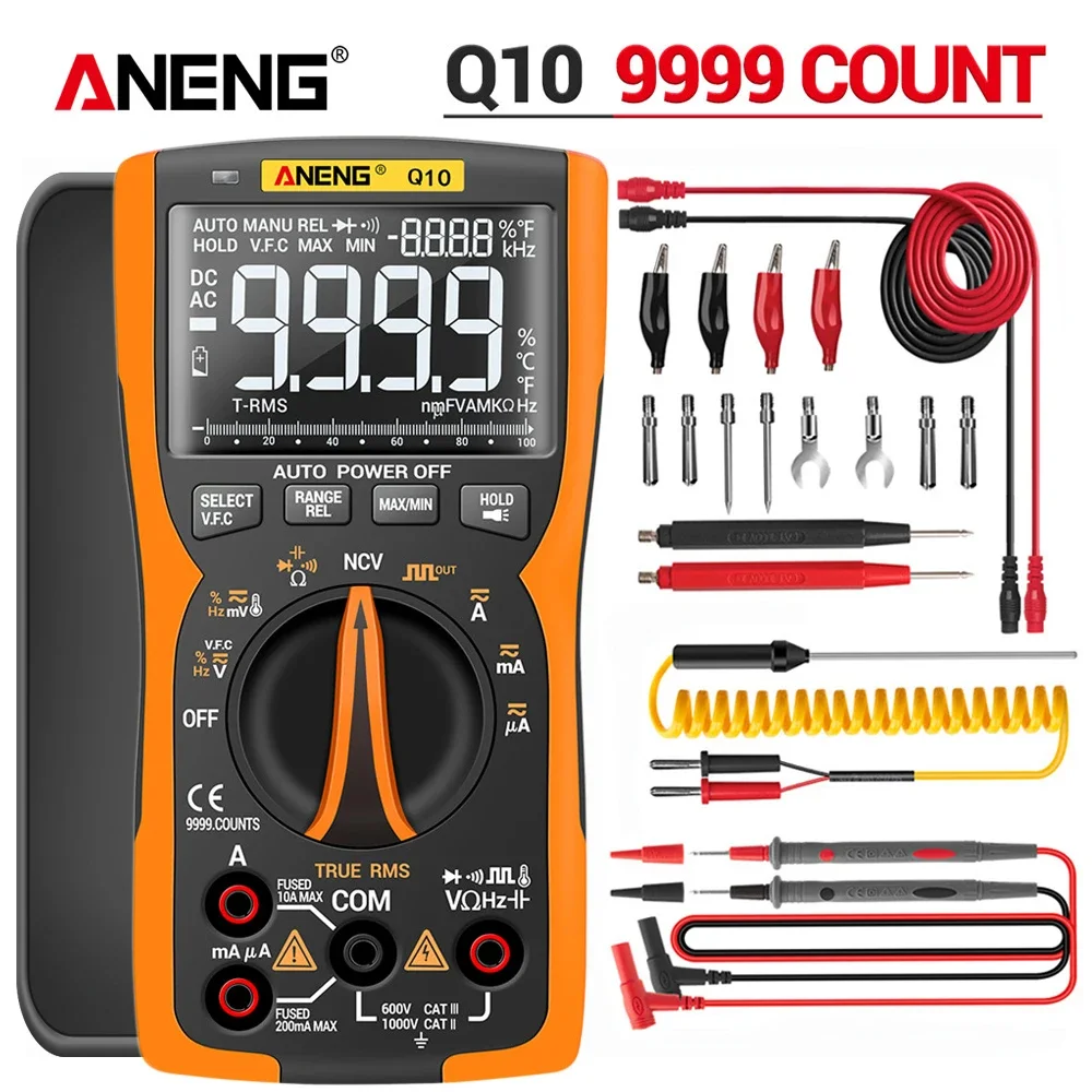 

ANENG Q10 Multi-function Intelligent Anti-burn Multimeter 9999 Words With True Effective Value Electronic Components Tester Tool