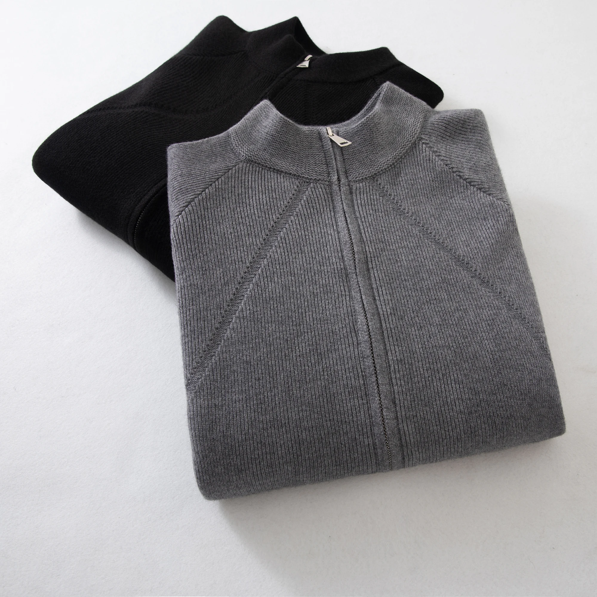 

Men's Winter Knitted Cardigan Zipper Casual Stand Collar Long Sve Elastic Weave Warm Breathable Comfortable Polyester Blend