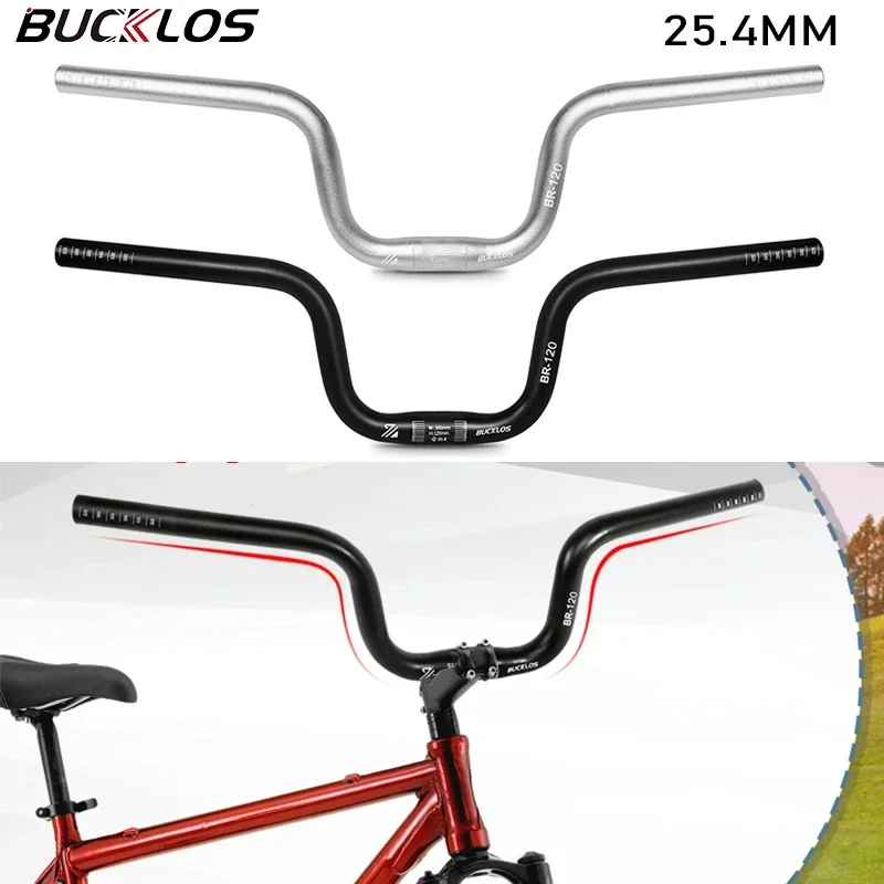 BUCKLOS 25.4mm Bike Handlebar 120/160mm Ultralight Bicycle Swallow Riser Bar Hi-Rise MTB BMX Aluminum Handle Bar Cycling Parts