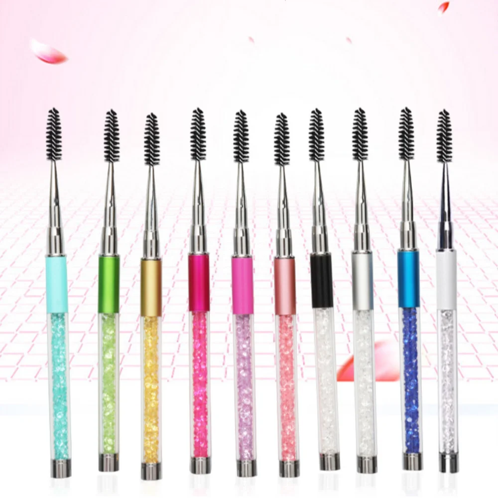 Adjustable Radian Grafting Mascara Brush with Cap Round Comb Teeth Spiral Mascara Brush Creative Clear Tube Eyelash Brush