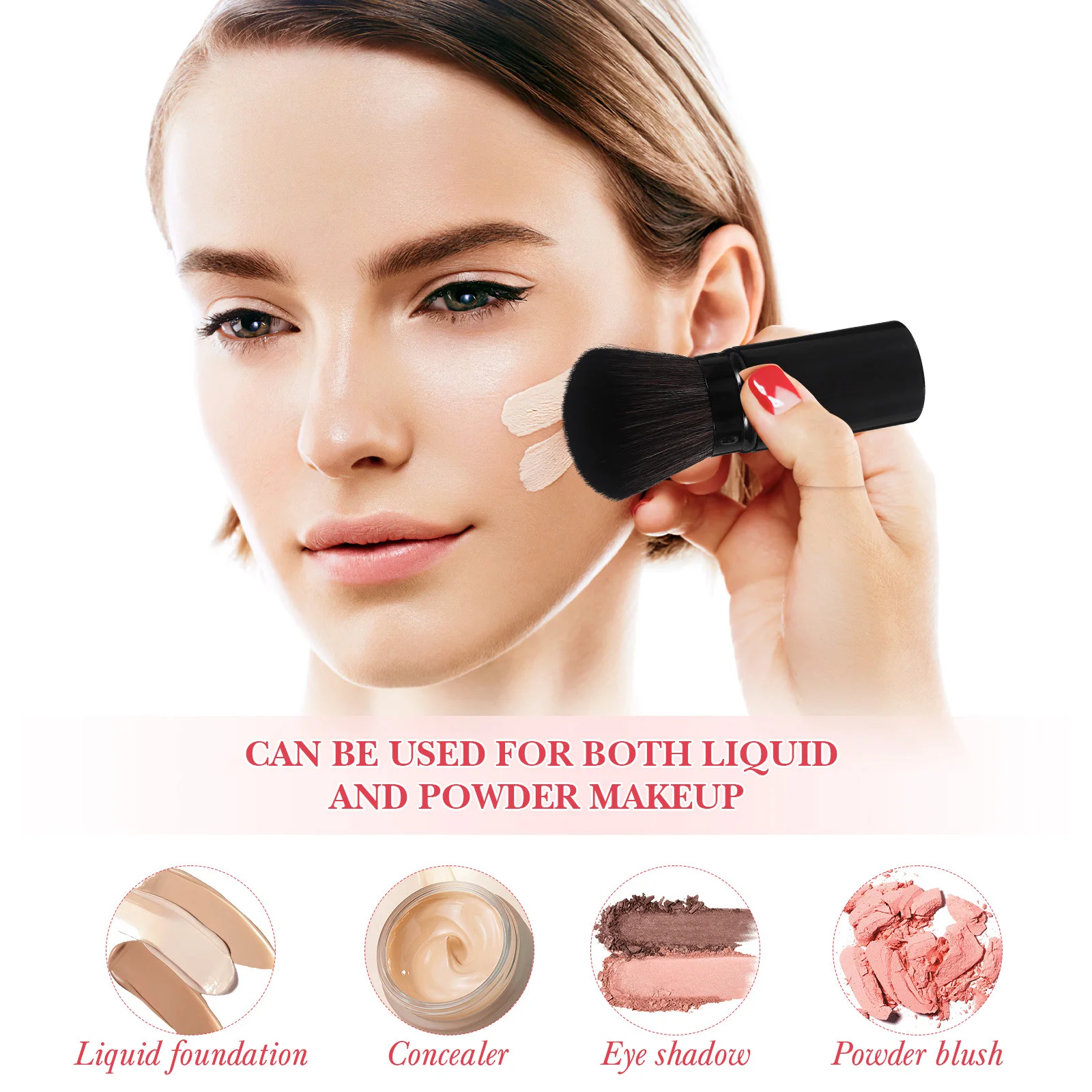 Retractable Blush Brush Premium Material Portable Tool for Makeup Enthusiasts Powder Brush Makeup Tool