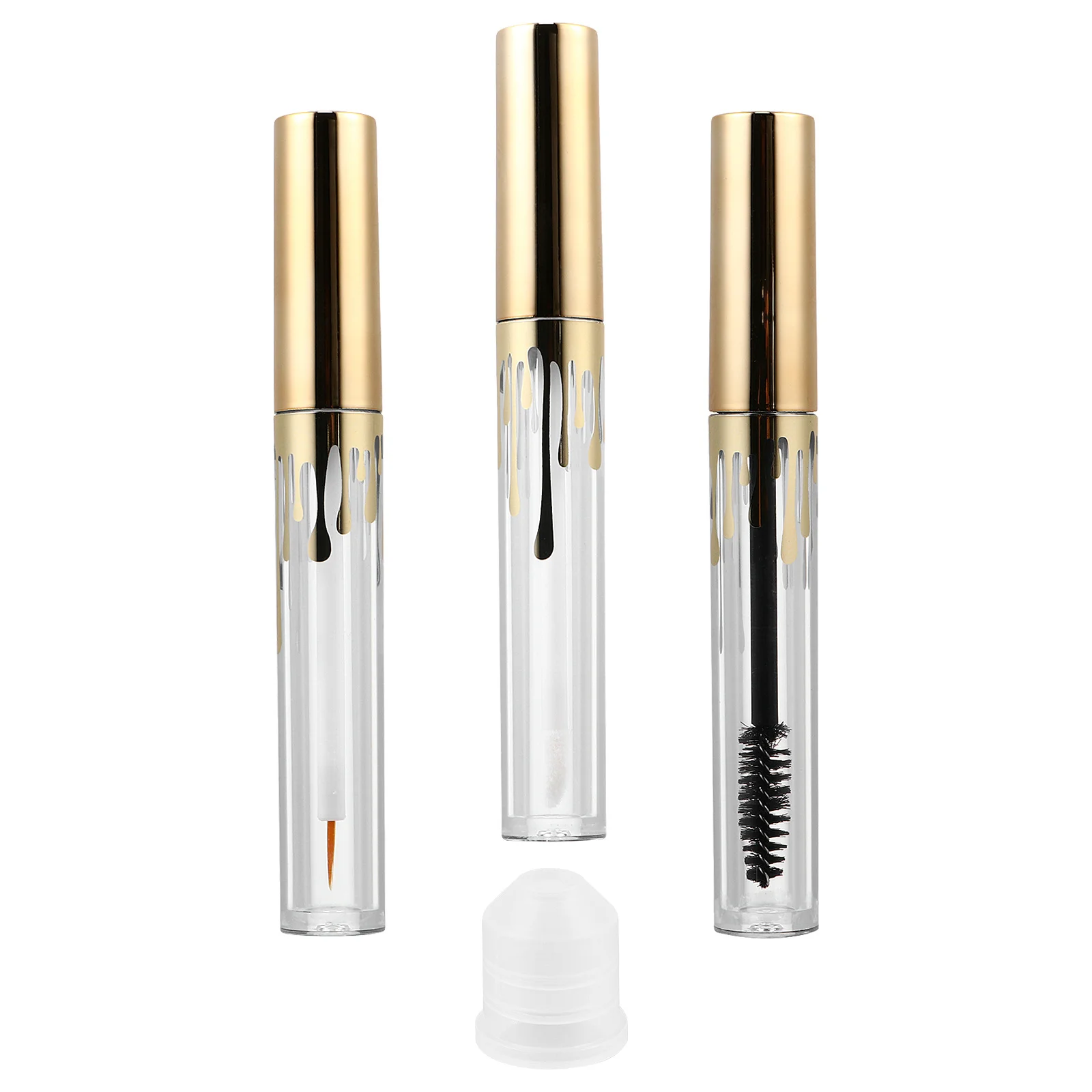 3pcs Clear Empty Mascara Tube Lip Gloss Bottle Eyeliner Container Refillable Diy Plastic Travel Size Reusable