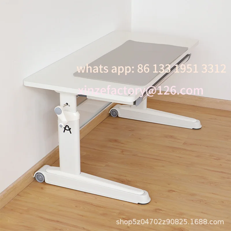 

Table solid wood desk writing home primary school students white table lifting desk and chair