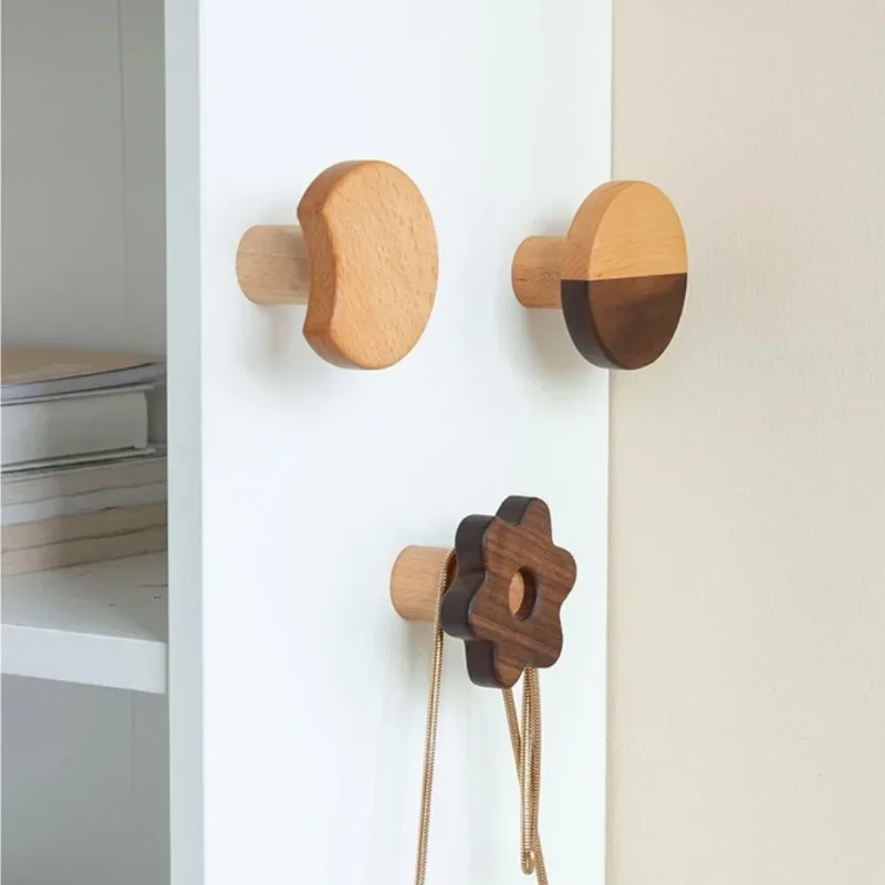 

Multifunctional Black Walnut Solid Wood Hooks Dual-use hooks Creative Wardrobe Handle Hanging Hooks Home Entryway CoatHooks