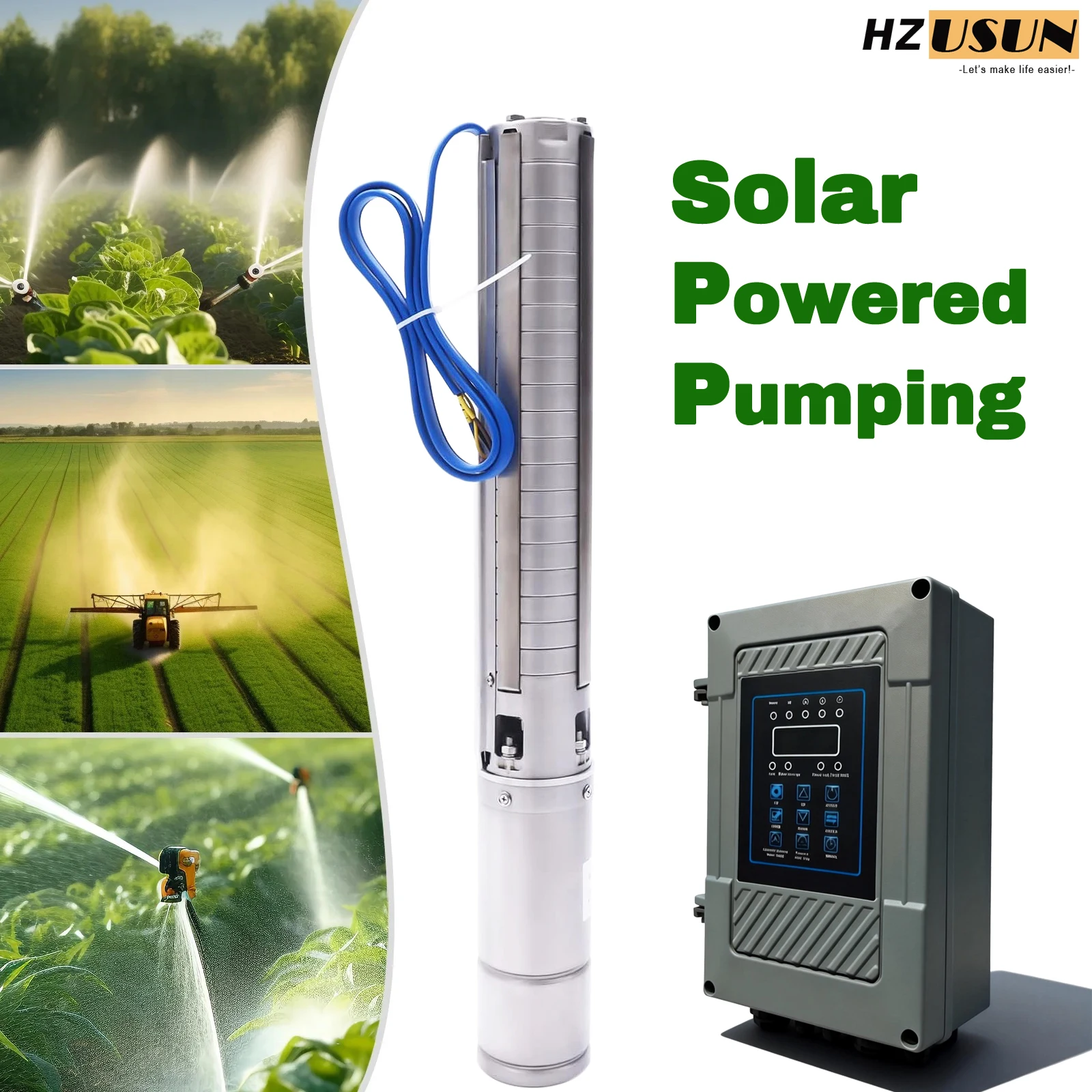 

5HP Высокотактная солнечная система водяного насоса 115M для сельскохозяйственного орошения Погружной насос на солнечной энергии с контроллером