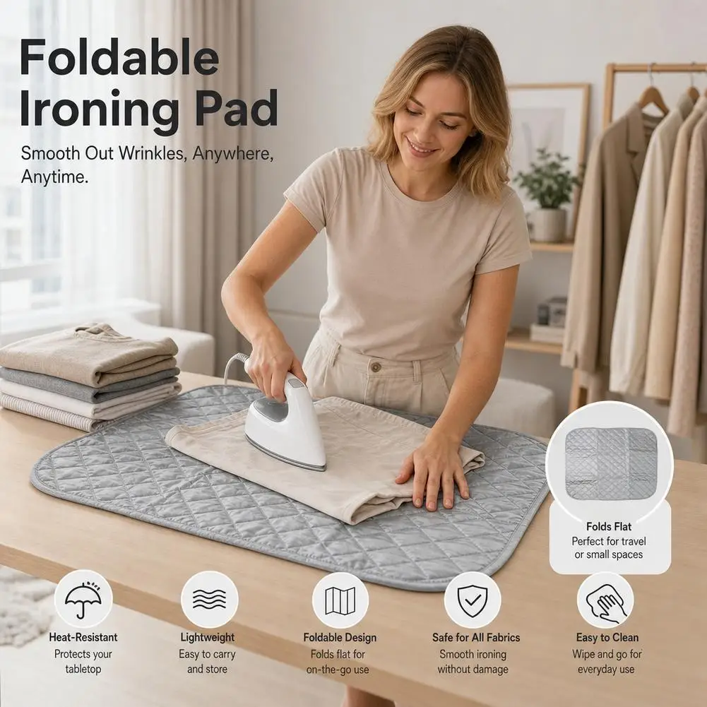 Portable Foldable Ironing Mat Pure Cotton Quilted for Travel Hotel Stays