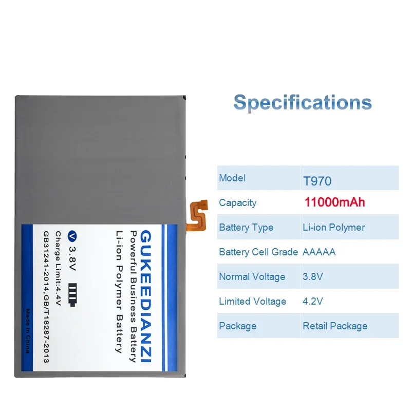 T970(EB-BT975ABY) Tablet Battery For Samsung Galaxy Tab S7+ S7 Plus 12.4 SM-T976B SM-T970 11000mAh High Capacity