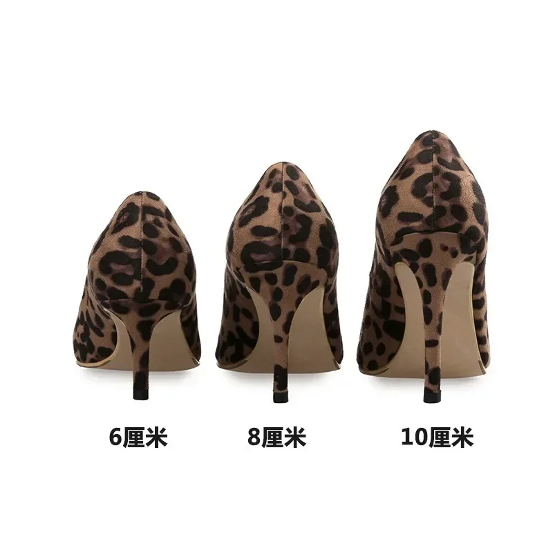 Autumn Sexy Leopard Women Shoes High Heels 6-10CM Elegant Office Pumps Shoes Women Animal Print Pointed Toe Luxury Singles Shoes