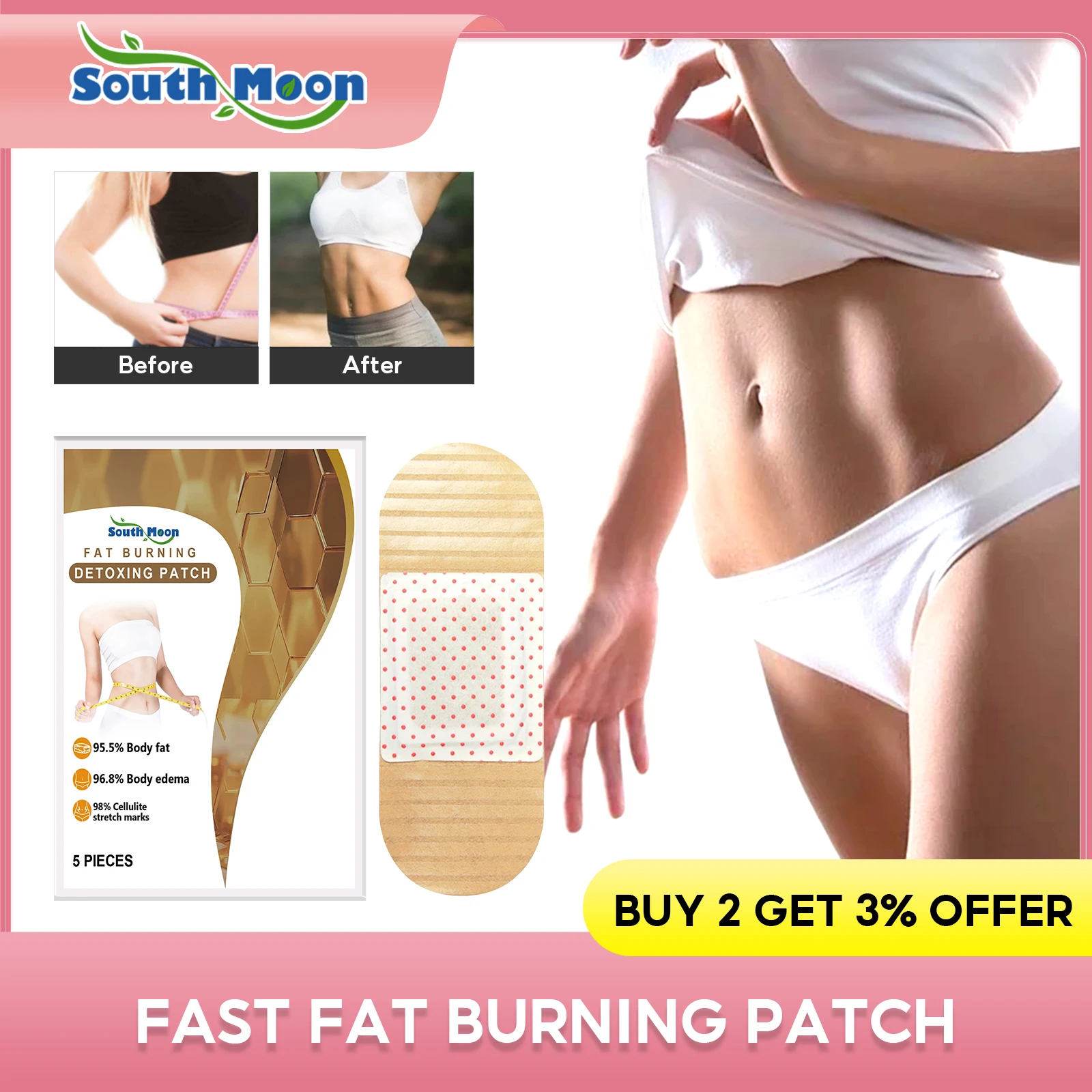 Belly Slimming Patch Fast Burning Fat Detox Abdominal Navel Stickers Anti-Cellulite Promote Metabolism Health Reduce Fat Plaster