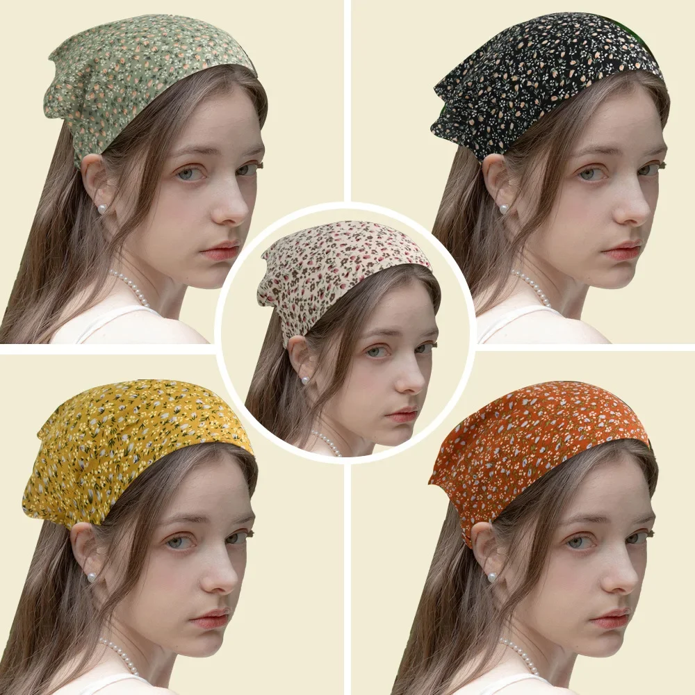 Bohemia Elastic Headands Triangle Headscarf Floral Print Head Wrap Scarf Bandana for Women Girls Headwear Hair Style Accessories