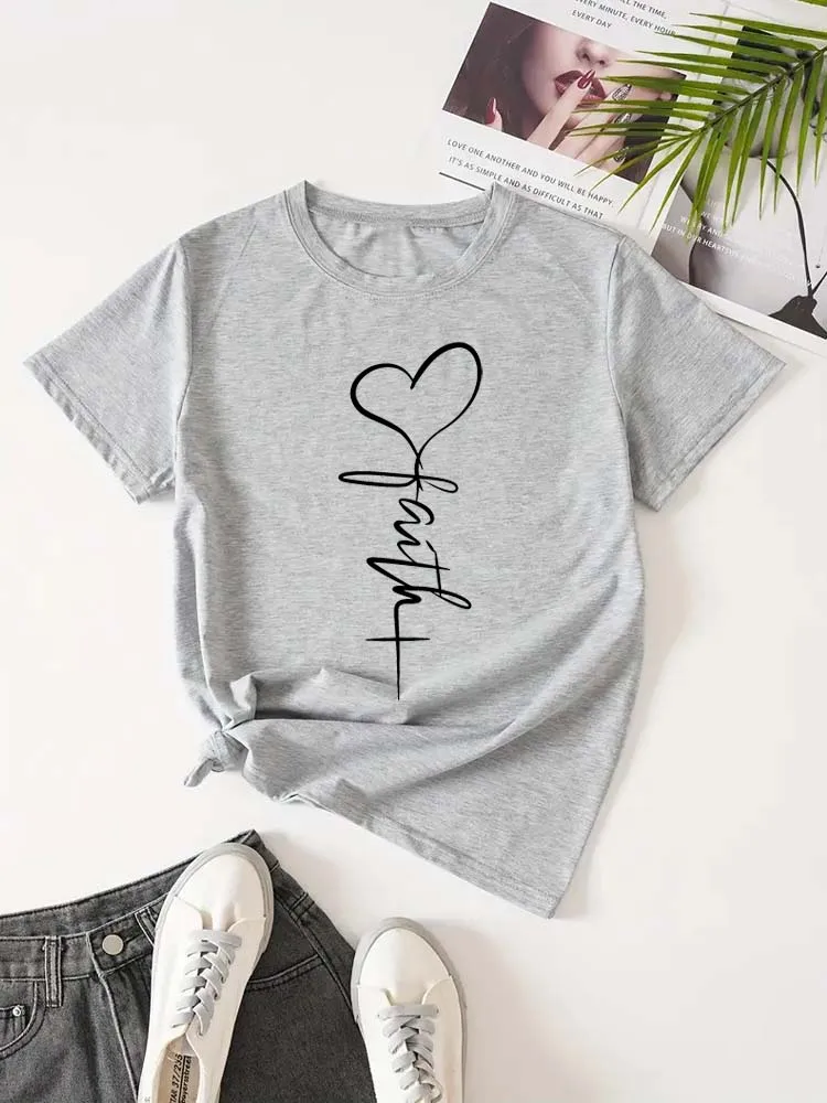 여성 캐주얼 슬리브 크루 넥 새로운 패션 러브 하트 프린트 티셔츠 90's 여름 반팔 하라주쿠 streetwear 탑 티셔츠