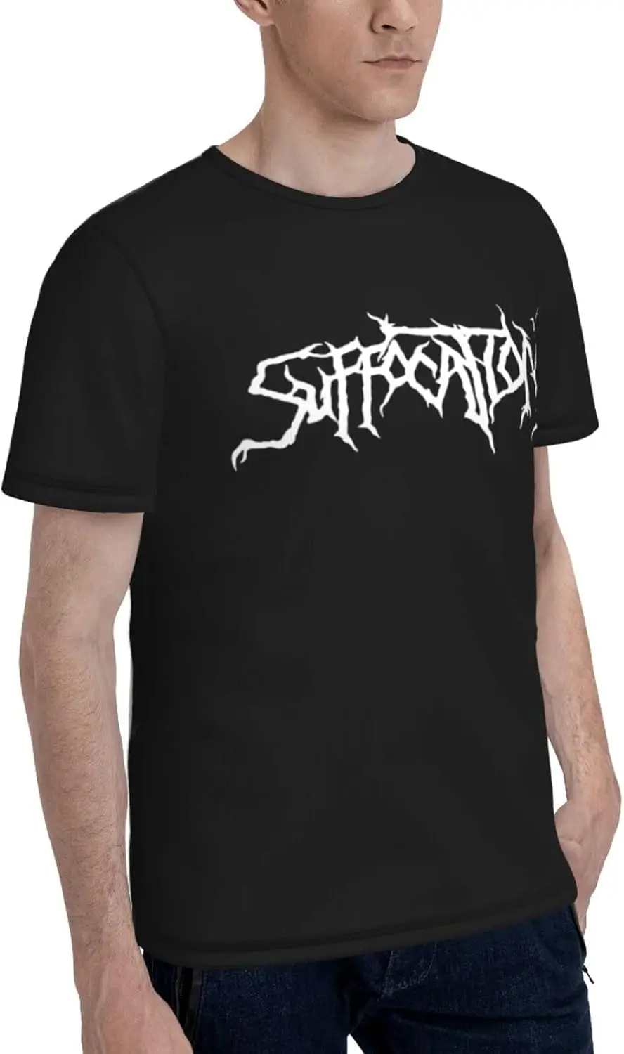 Suffocation Logo T Shirt Men's Summer Comfortable Fit Soft Short Sleeve Round Neckline Basic Tee Tops