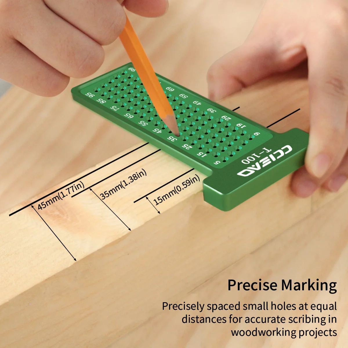 4 인치/100MM 목공 스크라이브, 목공 선 그리기 측정 도구 및 교차 교정용 미터법/인치 마킹 게이지