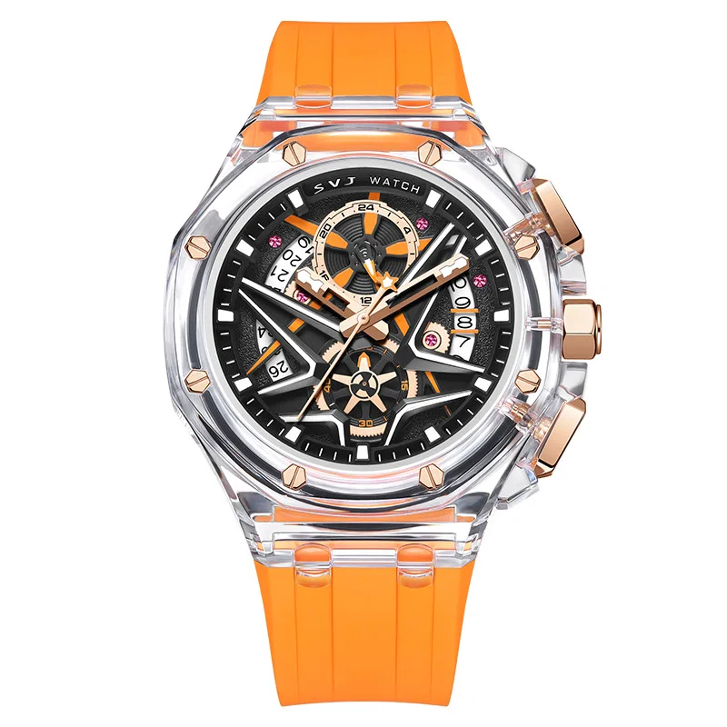 

Роскошные мужские кварцевые часы, высококачественный резиновый ремешок, водонепроницаемые светящиеся часы, мужские спортивные наручные часы с календарем, мужские Montre Homme