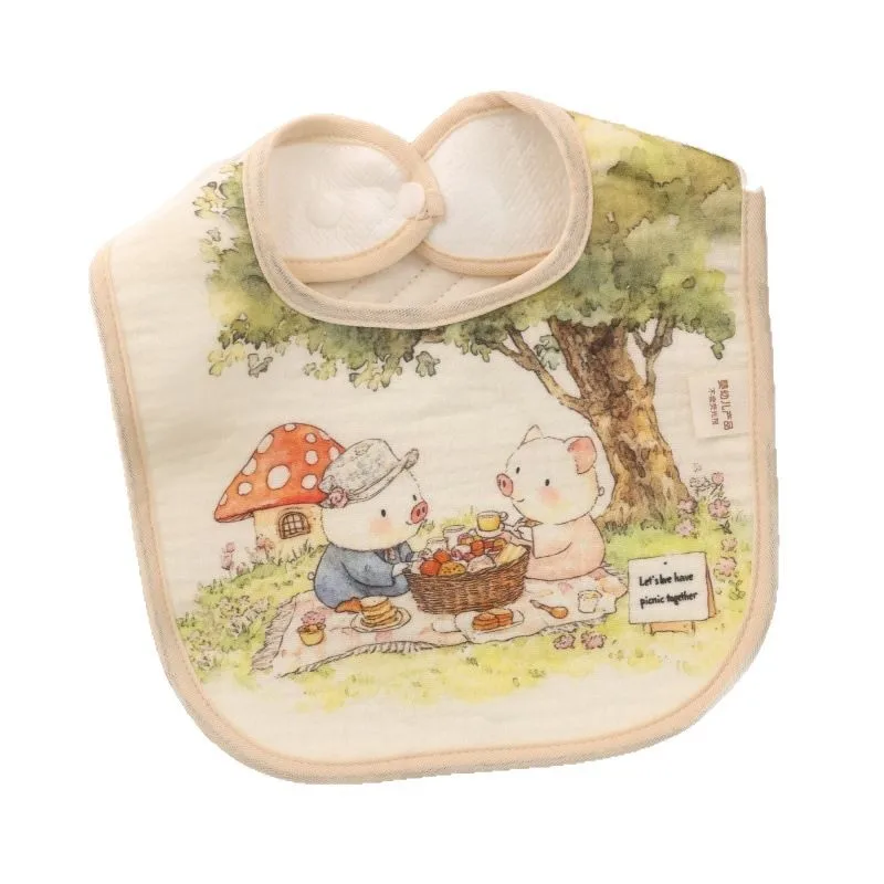 

1 шт. Детский марлевый нагрудник-слюнявчик водонепроницаемый с мультяшным рисунком, для кормления младенцев и малышей, для еды