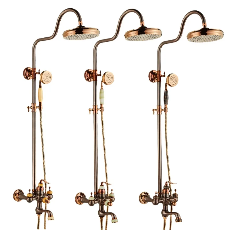 

Rose gold brown bronze European all-copper antique hot and cold faucet