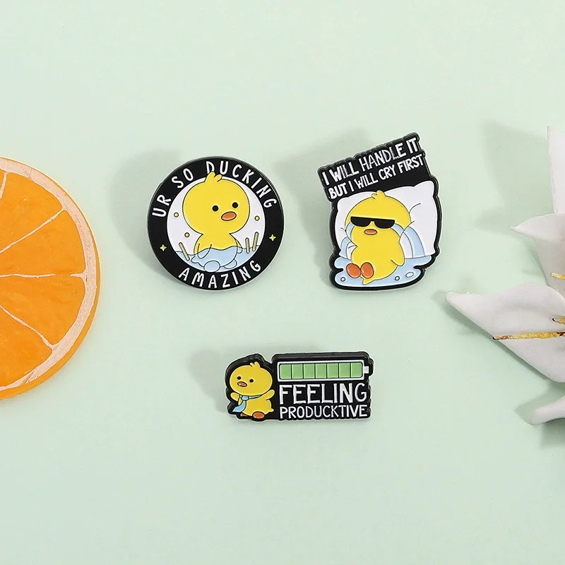Cute Duck Ur Ducking Amazing Enamel Pins Ur So Ducking Amazing Feeling Producktive Brooch Jacket Lapel Badge Funny Jewelry Gifts