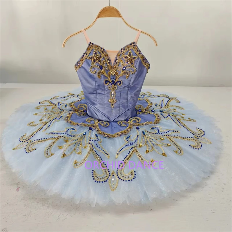 2024 Professional  High Quality 12 Layers Custom Size Kids Girls Women Adult Performance Wear Gold Purple Ballet Tutu Costumes