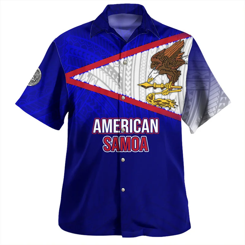 New Summer 3D American Samoa National Flag Printing Shirts For Men Samoa Coat Of Arm Graphic Short Sleeves Clothing Harajuku Top