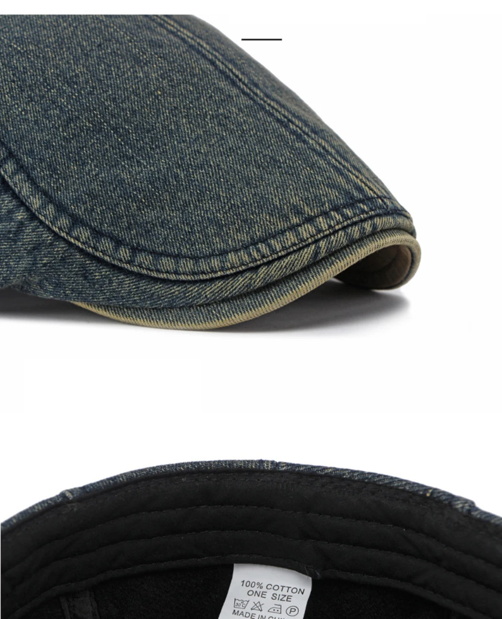 HT5155 Herren- und Damen-Baskenmütze, Künstler-Malermütze, Denim-Ivy-Flatcap für Damen und Herren, 2026 Neue Herbst-Winter-Fleece-gefütterte Denim-Baskenmütze – Detail 4