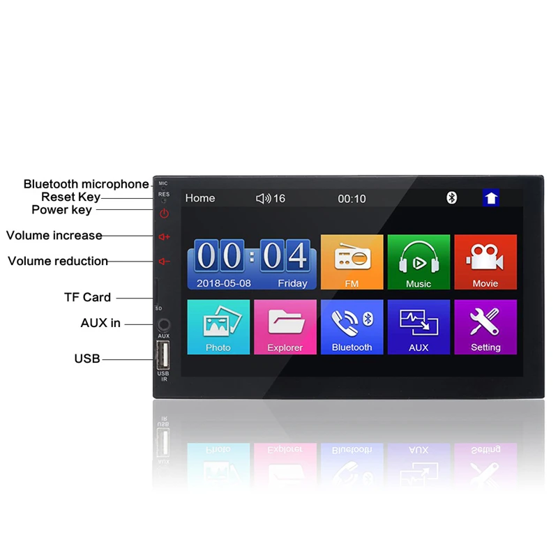 Car multimedia video player/7023B small car radio/Carplay Bluetooth music broadcast/radio HD touch screen FM/reverse visibility