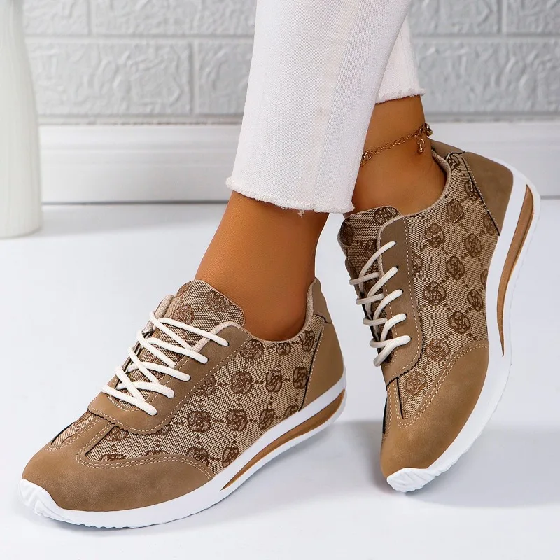 Mode Lente Nieuwe Sneaker Luxe Damesschoenen Kaki Gevulkaniseerde Schoenen Plus Maat 36-41comfortabele Basketbalschoenen