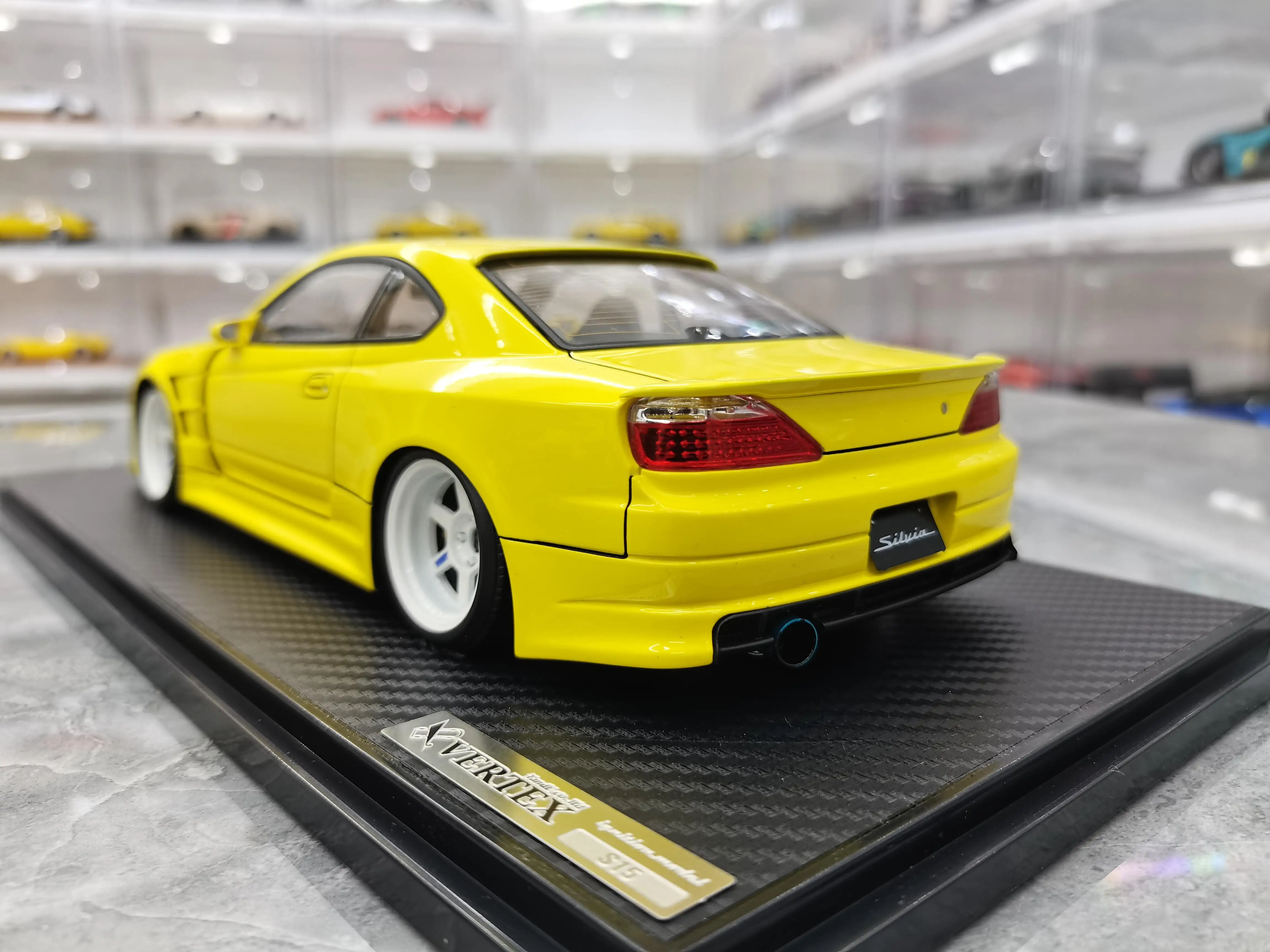 IG 1:18 S15 VERTEX Silvia Yellow JDM Limited Edition Resin Metal Static Car Model Toy Gift