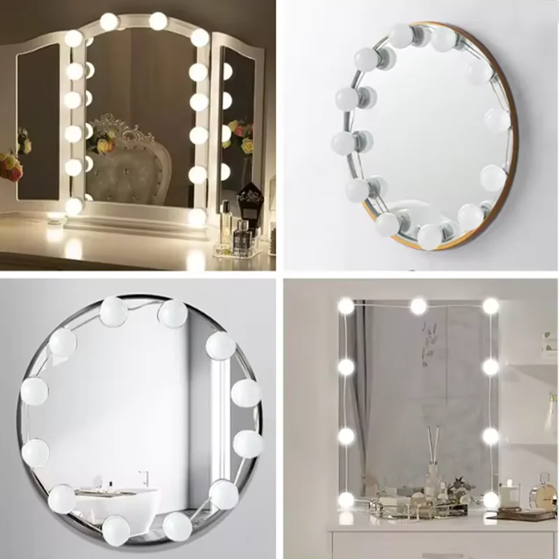 LED Cosmetic Vanity Mirror Lights Hollywood Style USB Dimmable Adjustable Brightness Make Up Lamp - view 4