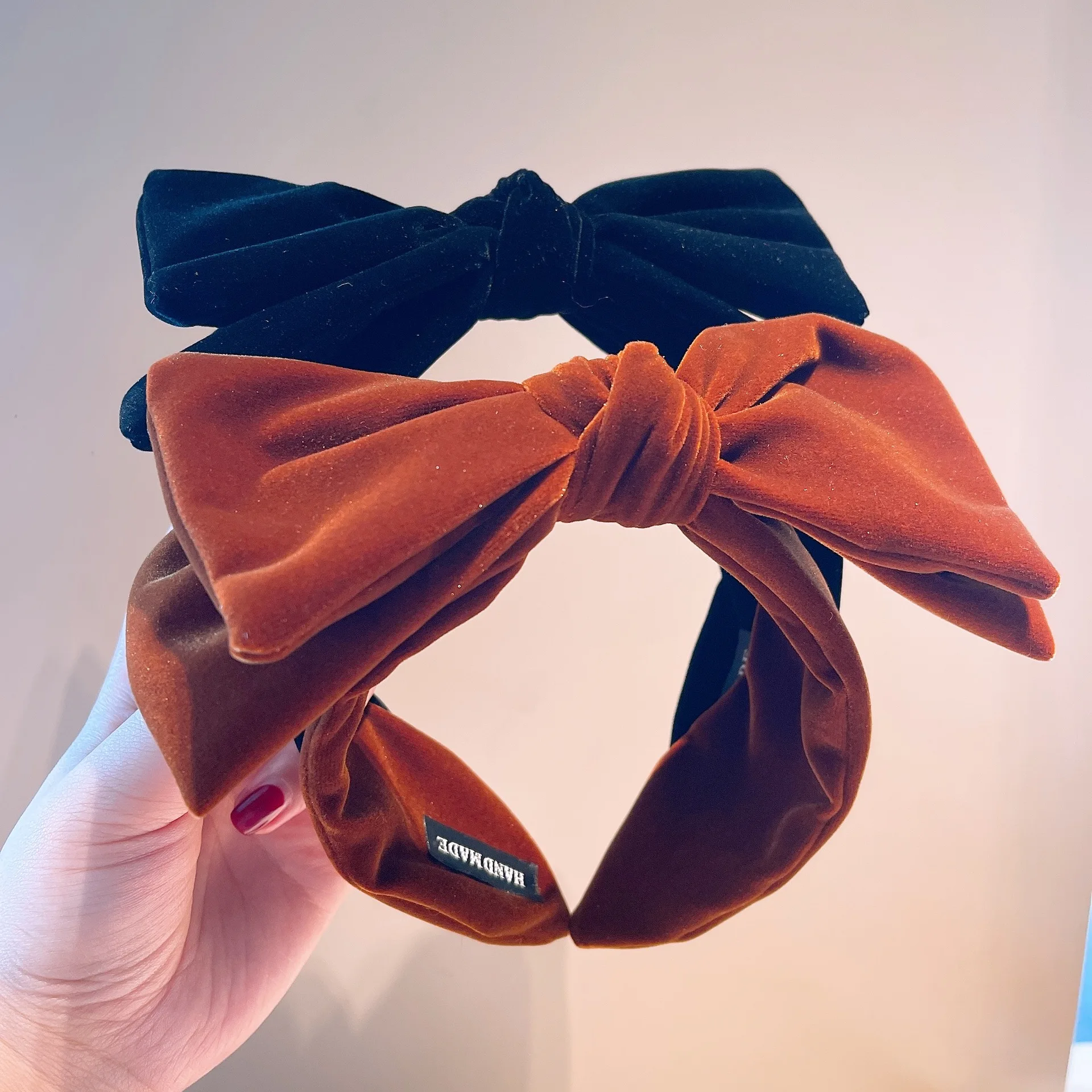 Large Bow Knotted Velvet Wide Headband Velour Hair Band Bowknot Accessories for Women Girls