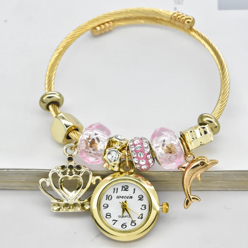 Женские часы-браслет Love со стильным декором, изысканные круглые кварцевые часы, повседневная элегантность