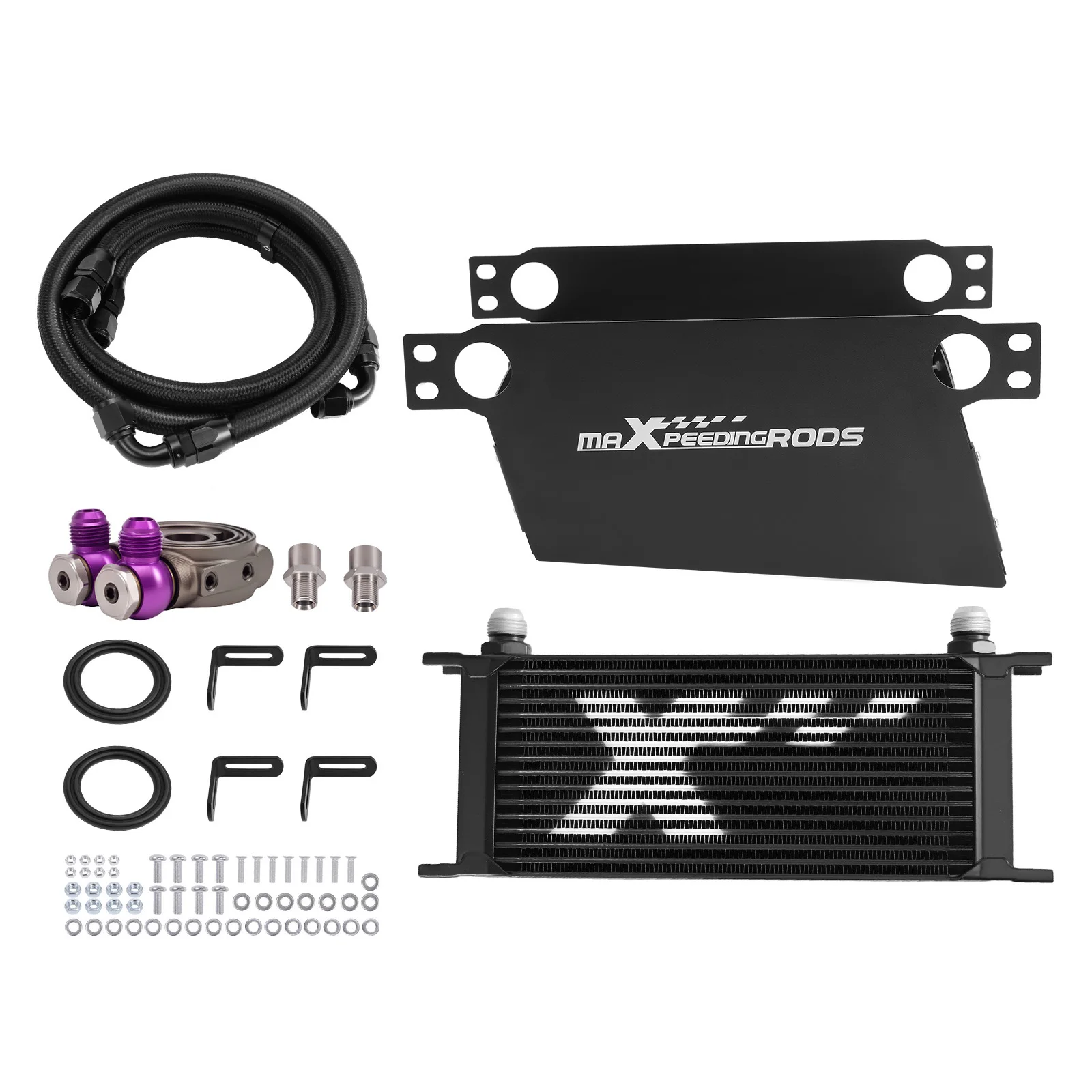 

Universal Oil Cooler 16 Row 10AN Aluminum Radiator w/ Complete Hardware Kit