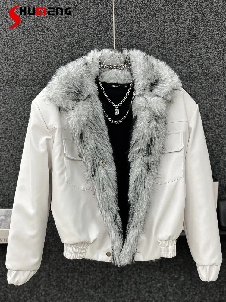 

2025 Men's Winter New High-End Jackets Men's Thickened Fur Integrated Double-Sided Wear Cold-Proof Fur Collar Leather Jackets