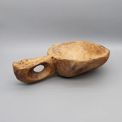 Old Wooden Scoop, Solid Wood Bowl, Plant Pot, Home Decoration