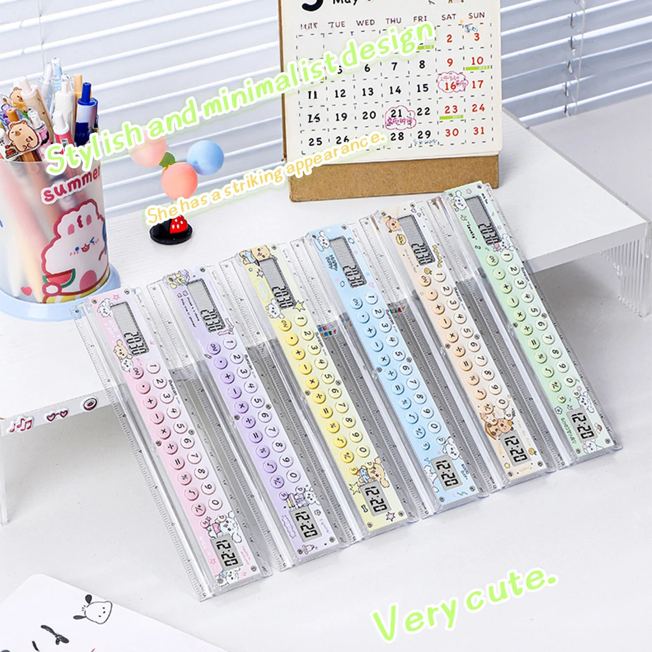 

Dopamine Boost 8-Digit Display Calculator RulerABSMaterial withCartoon Patterns Suitable for School Home Exam Gifts for Students