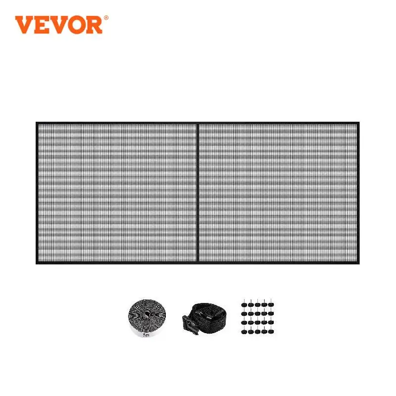 VEVOR 16x7ft Garage Door Screen 5.2lbs Heavy-Duty Fiberglass Mesh for Quick Entry with Self Sealing Magnet and Weighted Bottom