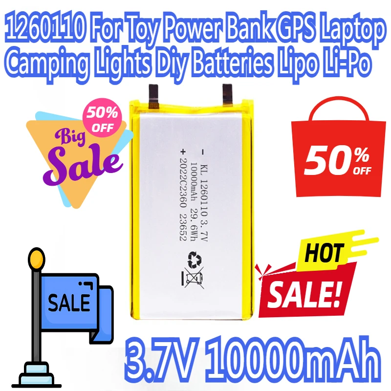 

1260110 For Toy Power Bank GPS Laptop Camping Lights Diy High Qulity 3.7V 10000mAh Rechargeable Polymer Batteries Lipo Li-Po