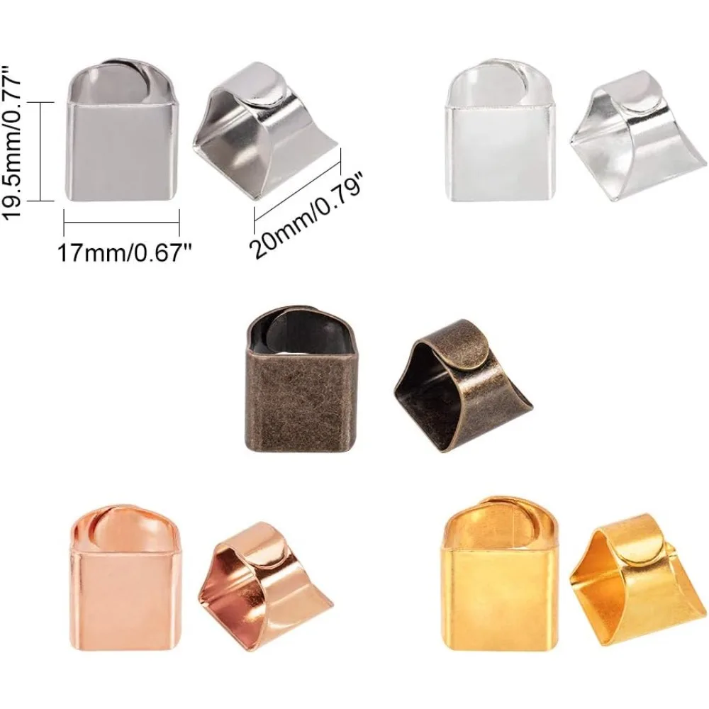 30pcs 5 Colors Brass Ring Blanks Pad Rectangle Ring Pad Adjustable Finger Ring Base for Embellishment Jewelry Making